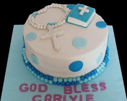 First Holy Communion Cake rosary and Bible